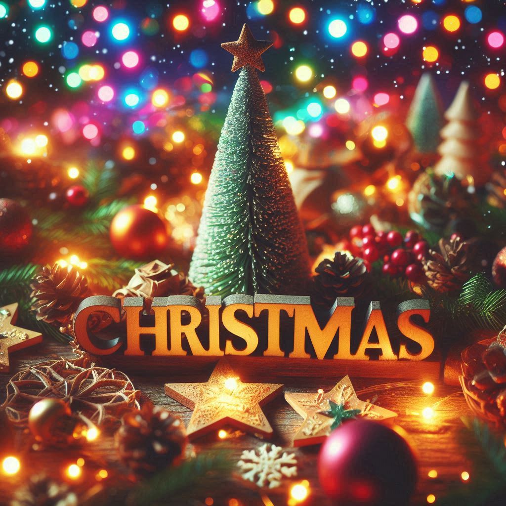 The word Christmas on a colourful background The word Christmas on a colourful background