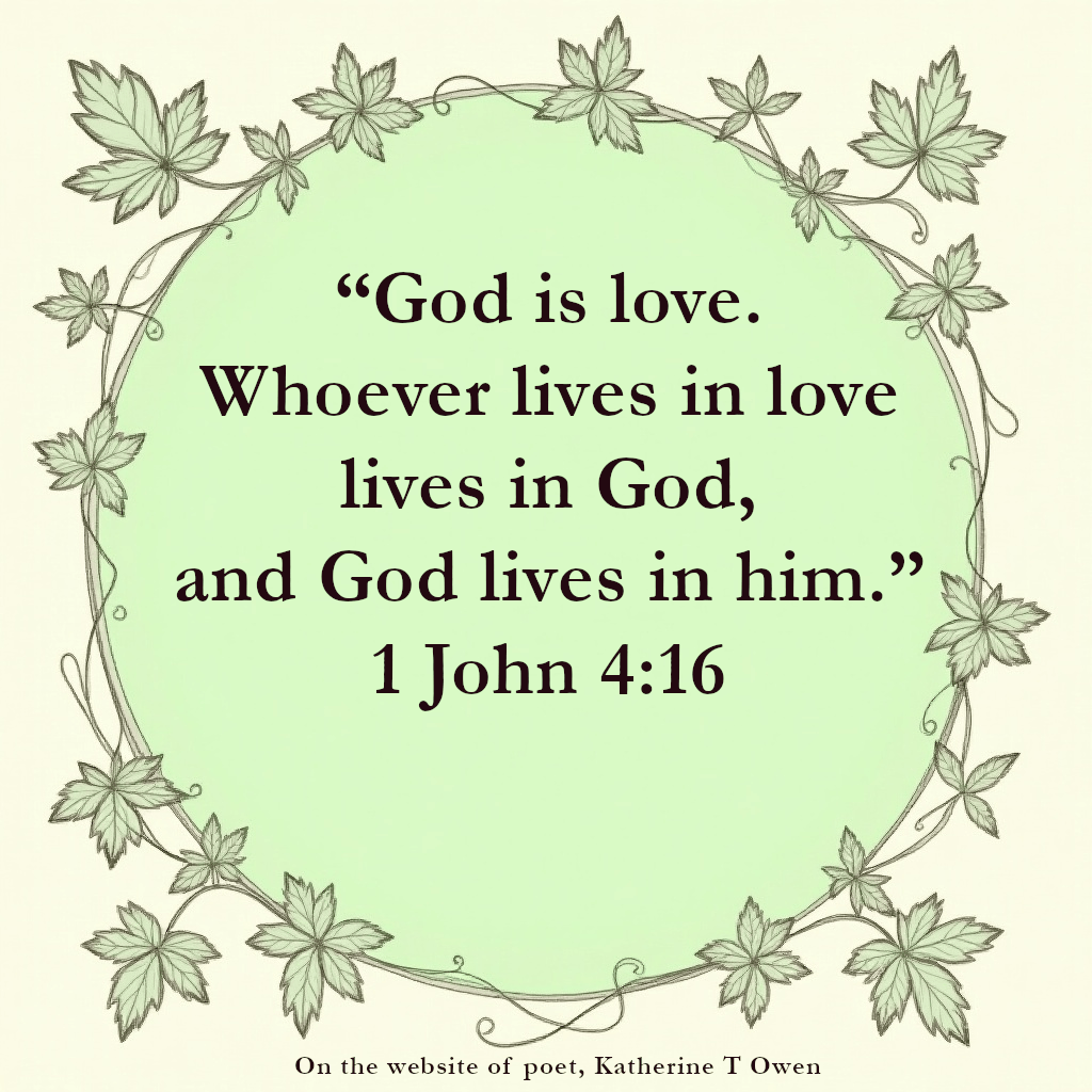 Vine leaves circle a bible quote about god's love