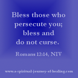 One prayer for a terrorist is to follow the Bible guidance to "Bless those who persecute you". This image shares that quote.