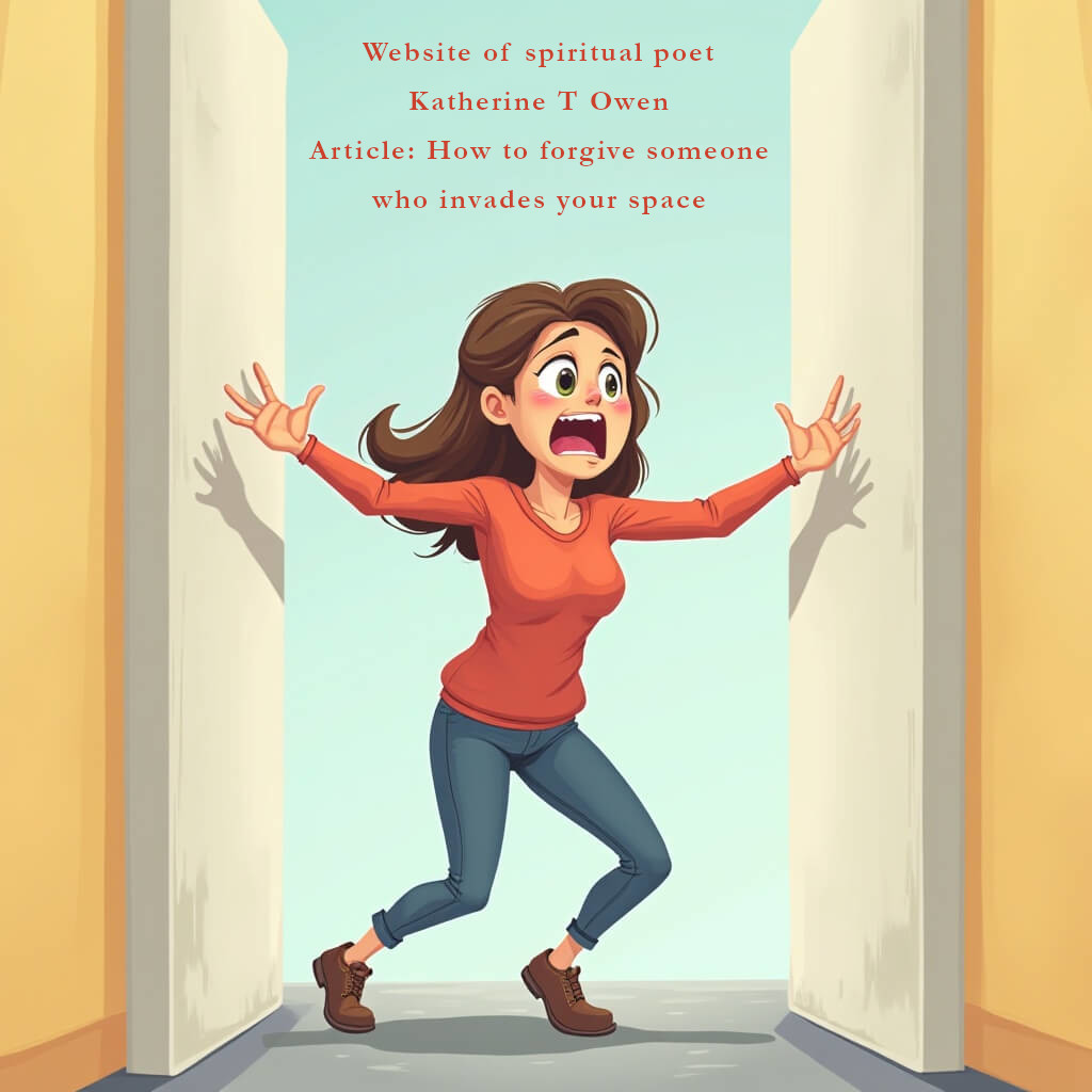 A cartoon-style image of a woman with her arms outstretched, trying to hold back two walls closing in on her, showing distress as her personal space feels invaded.