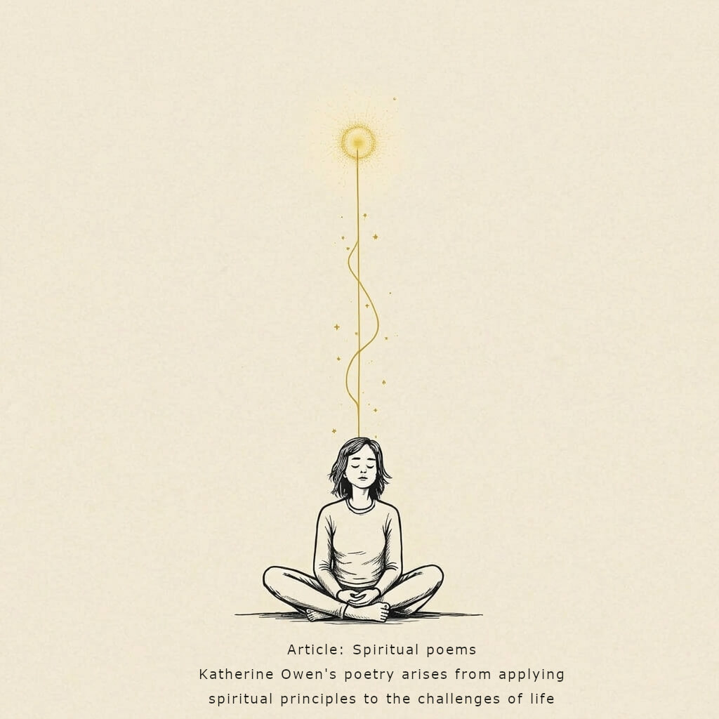 a person sitting in stillness, eyes closed, with a soft golden thread connecting them upward to a larger, unseen presence. The thread glows gently, symbolising connection, guidance, and trust.
