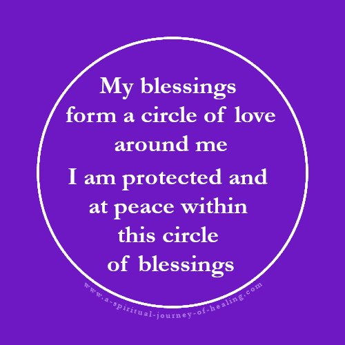 Spiritual protection. A circle of blessings. Text on a purple background