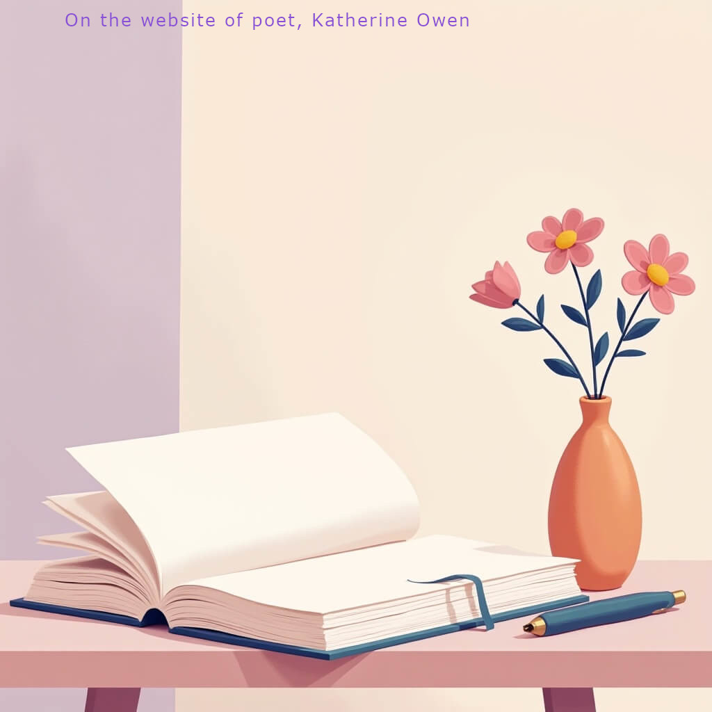 A desk with an open notebook, a pen, and a small vase with a single flower. The page is blank — symbolising willingness, and the return of the desire to learn. Warm, hopeful colours: soft purple, warm beige, gentle teal accents. Style: warm pastel illustration